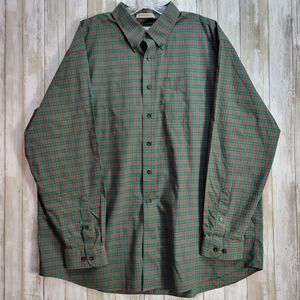 LLbean  Mens Plaid Shirt Wrinkle Resistant Sz XXL Green
